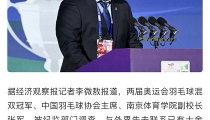 羽协主席张军失联引体育界震动|奥运冠军|高崚|中国羽毛球协会|足球|歪路_新浪体育_新浪新闻